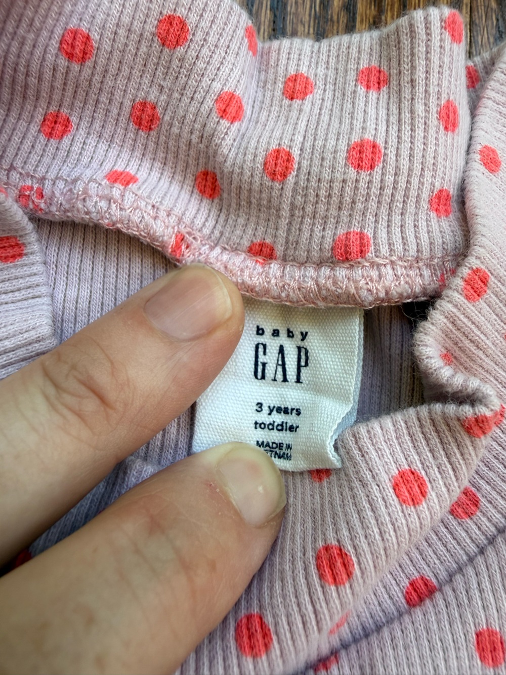 Gap Pink Polka Dot Mock Neck Top Sz 3 - Picture 4 of 5